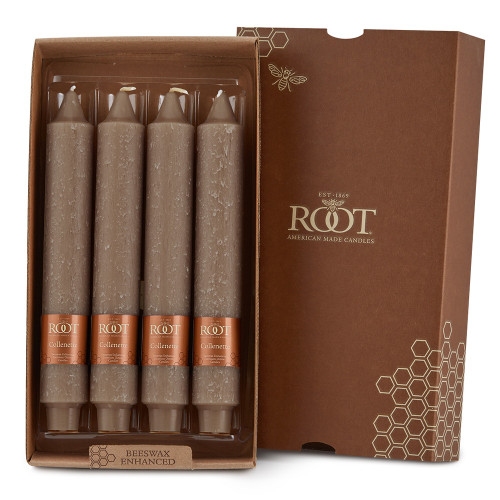 Root Timberline Collenette Candles 9", Portobello, Box of 4 (519458)