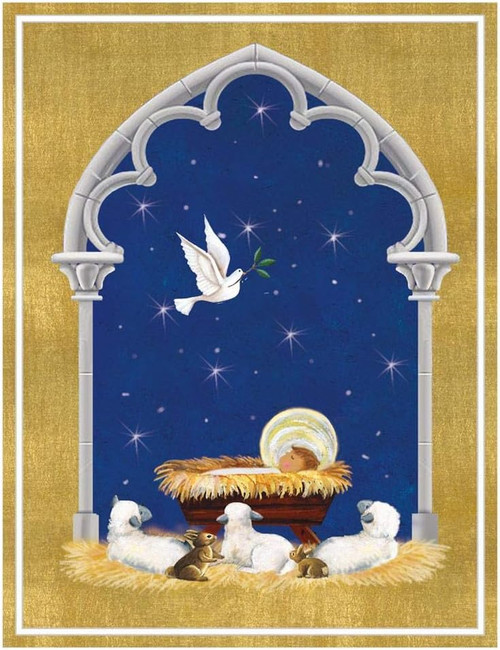 Caspari Boxed Christmas Cards, Creche Scene - 16 Cards & Envelopes (88209)
