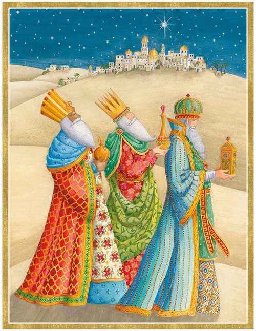 Caspari Boxed Christmas Cards, Three Kings - 16 Cards & Envelopes (88211)