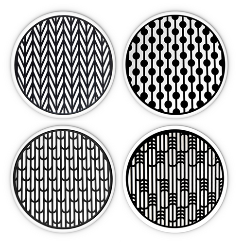 CoasterStone Round Coasters, Clean Geometry - Box of 4 (AS2785)