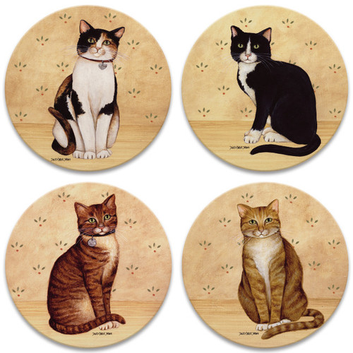 CoasterStone Round Coasters, Country Kittens - Box of 4 (AS1595)