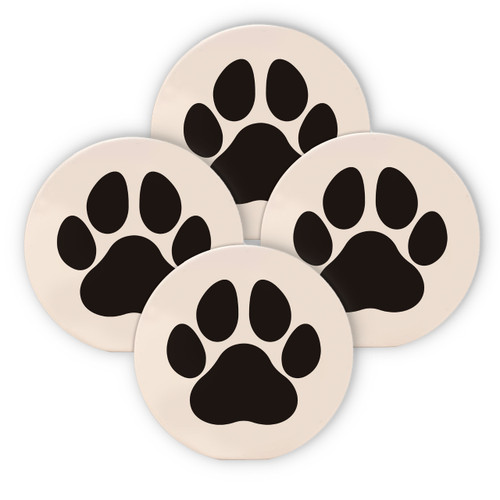 CoasterStone Round Coasters, Paw Print - Box of 4 (CS681)