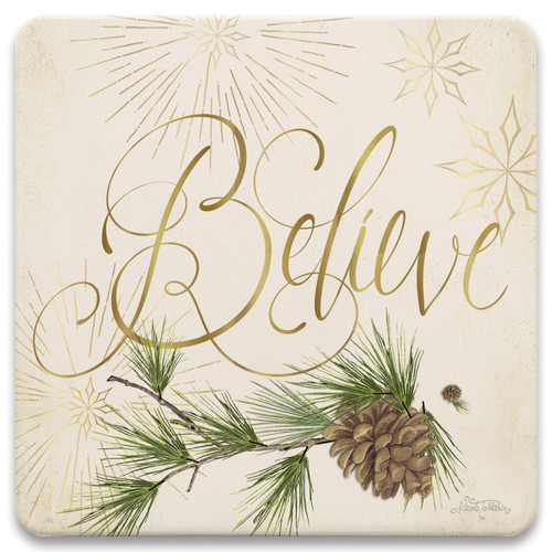 CoasterStone Square Coasters, Believe - Box of 4 (SQ640)