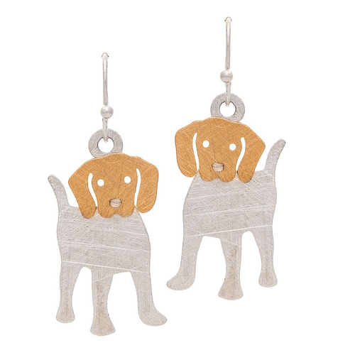 Rain Dangle Earrings, Brass Dog - Two Tone (E3191TT)