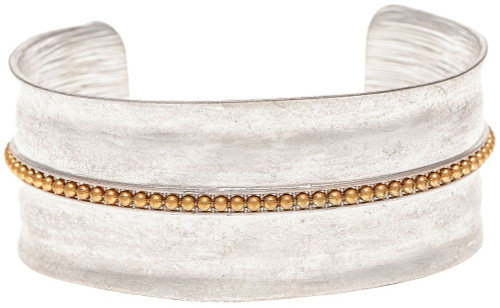 Rain Cuff Bracelet, Gold Bead - Two Tone (B1599TT)