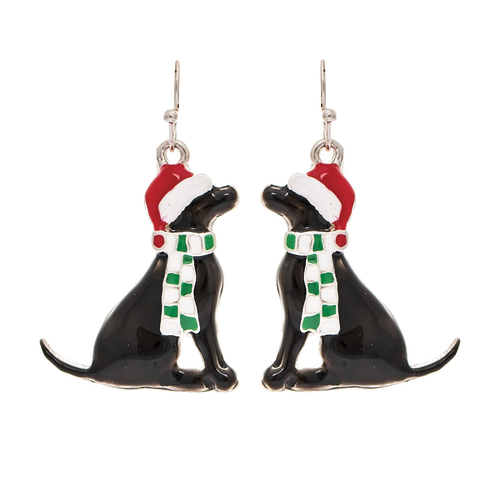 Rain Dangle Earrings, Santa Dog - Labrador (XME256)