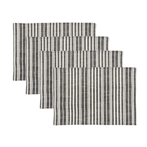 Midwest Placemats, Black & Natural Ticking Stripe - Set of 4 (CB179899)