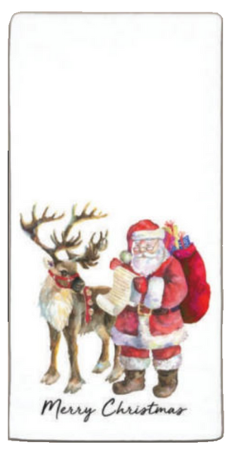 CJ Bella Dishtowel, Santa with Reindeer (CX3-013)