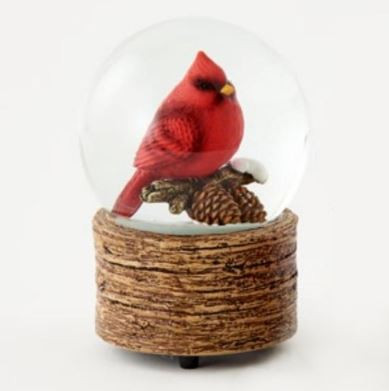 One Hundred 80 Degrees Cardinal Water Globe w/Music, Single Cardinal (NF0566A)