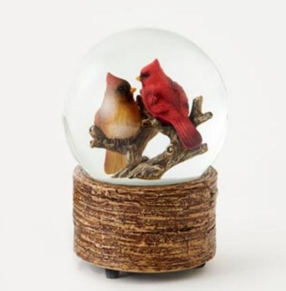 One Hundred 80 Degrees Cardinal Water Globe w/Music, Two Cardinals (NF0566B)