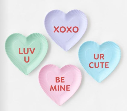 One Hundred 80 Degrees Valentines Day Conversation Plates, Set of 4 (ME0768)