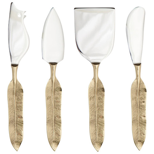 Now Designs Gold Plume Cheese Knives, Set of 4 (HSV2149D)