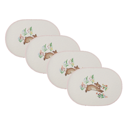 Design Imports Placemat, Printed Spring Bunny - Set of 4 (755685)