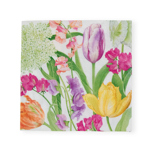 Caspari Paper Beverage Napkins, Spring Flower Show - 2 Packs (17350C)