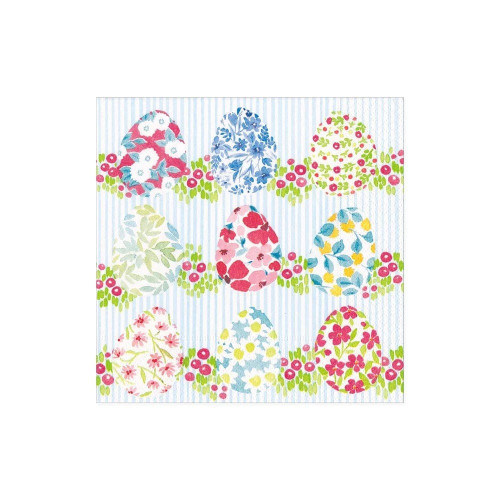 Caspari Paper Beverage Napkins, Floral Easter Eggs - 2 Packs (16950C)