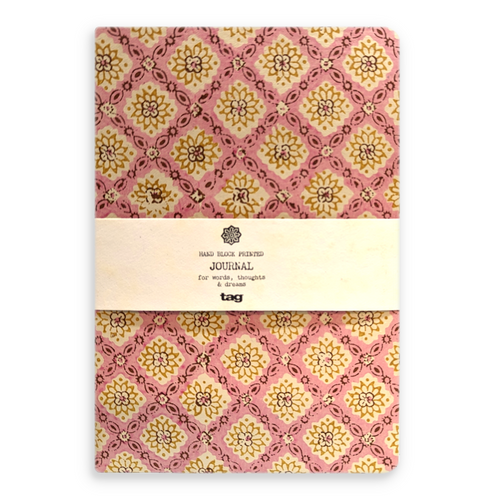 TAG Springtime Block Print Journal - Pink, Yellow, & Brown (G17898B)