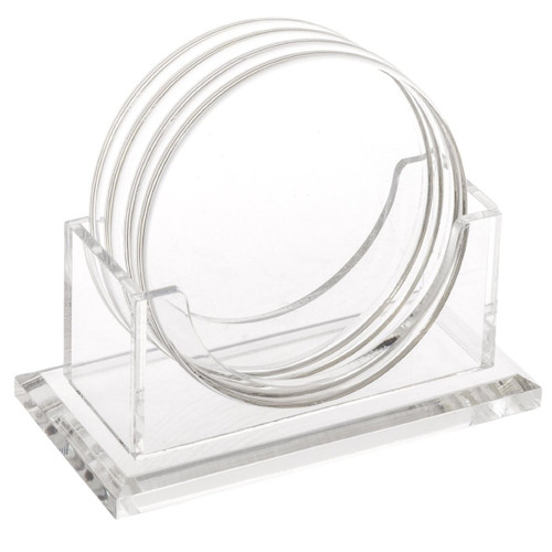 Huang Acrylic Coasters with Holder, Round - Set of 4 (6104)