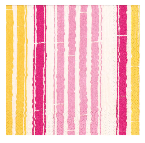 Caspari Paper Luncheon Napkins, Bamboo Stripe Fuchsia - 2 Packs (17471L)