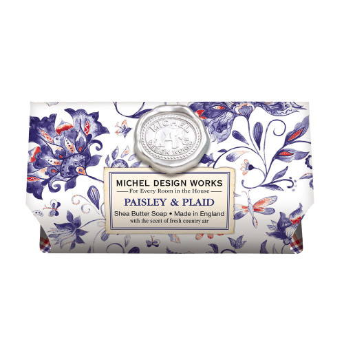 Michel Design Works Large Bath Soap Bar, Paisley & Plaid (802373)