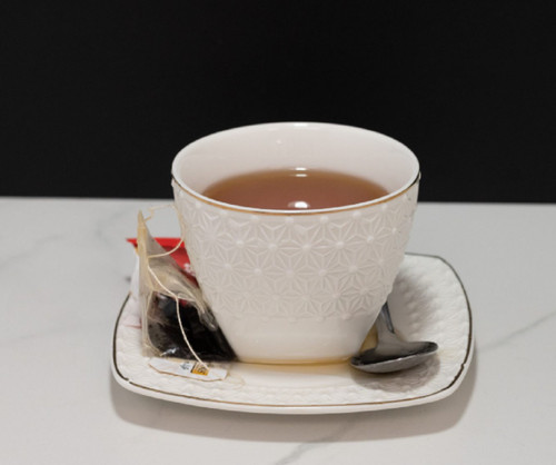 Just Dough It Replica White Cup of Tea on Saucer with Teaspoon (W0511W)