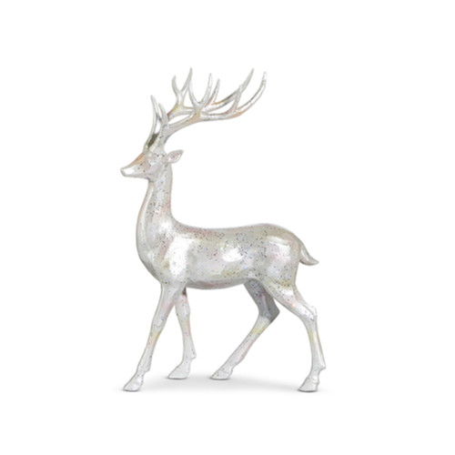 RAZ Imports Glittered Silver Deer, Left Facing - 14" (4401655A)