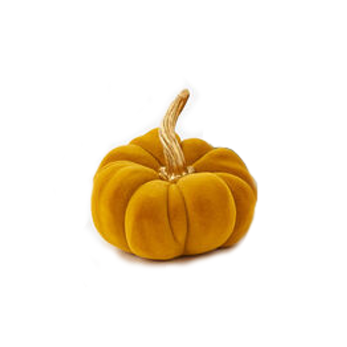 One Hundred 80 Degrees Flocked Pumpkin, Gold with gold stem - 4"(EM2656D)