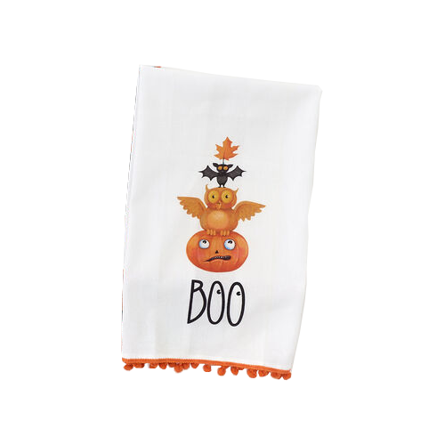 One Hundred 80 Degrees Halloween Tea Towel, Boo! Stacked Figure (FP0109A)