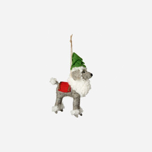 One Hundred 80 Degrees Wool Dog Ornament, with Tree Hat - 4" (HW0270D)