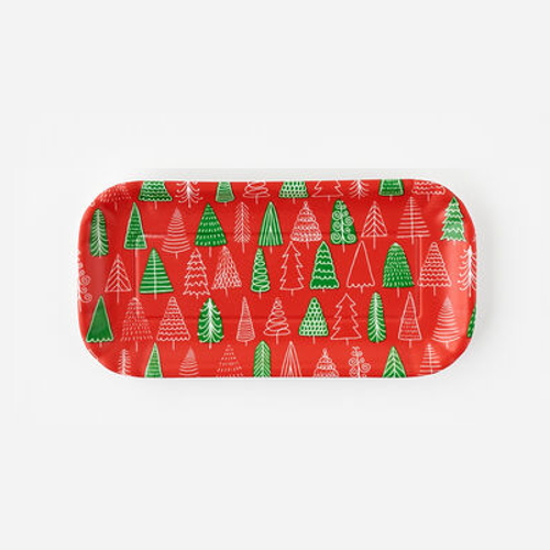 One Hundred 80 Degrees Melamine Tray, Holiday Trees - 4x8" (ME0549A)