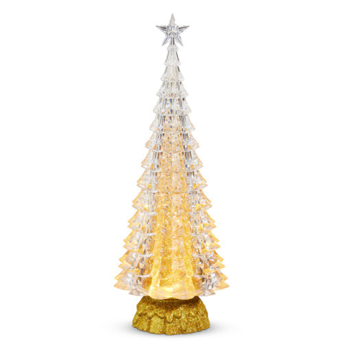 RAZ Imports Gold Lighted Tree With Swirling Glitter - 15" (4419294)