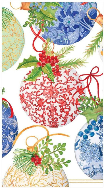 Caspari Paper Guest Towel Napkins,  Porcelain Ornaments - 2 Packs (15980G)