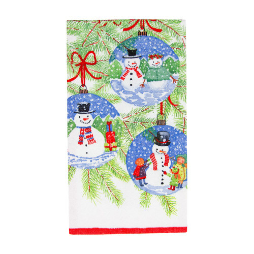 Caspari Paper Guest Towel Napkins, Snowman Ornaments - 2 Packs (18160G)