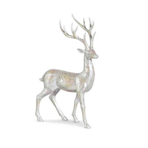 RAZ Imports Glittered Silver Deer, Right Facing - 14" (4401655B)