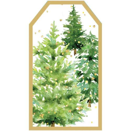 Caspari Hanging Gift Tags, White Christmas Foil - 2 Packs (HT10095)