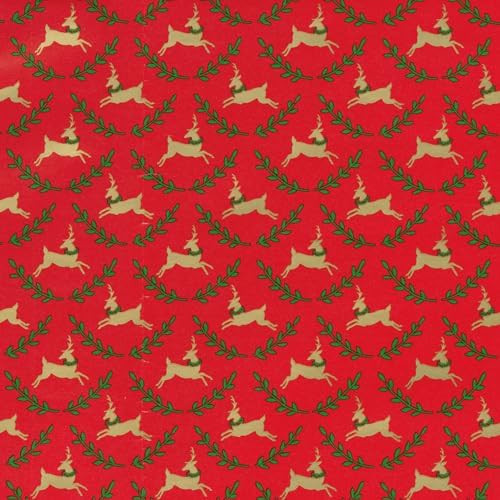 Caspari 6' Continuous Gift Wrap Roll, Little Reindeer(10107RC)