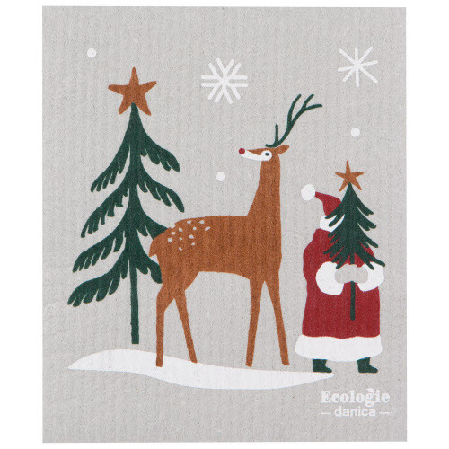 Now Designs Swedish Sponge Dishcloth, Santa's Reindeer (ESW2676D)