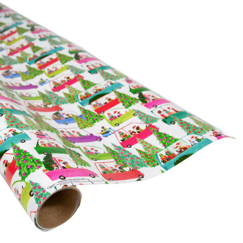 Caspari 6' Continuous Gift Wrap Roll, Christmas Tree Shopping (10109RC)