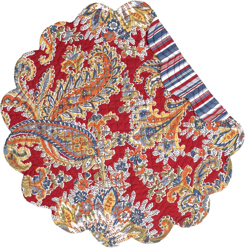 C&F Home Round Quilted Placemats, Rhapsody Paisley - Set of 4 (862603200)