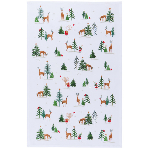 Now Designs Printed Dishtowel, Santa's Reindeer (NKT2407D)