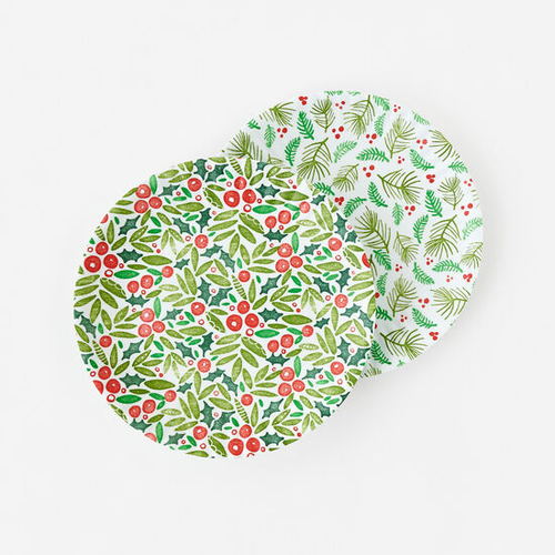 One Hundred 80 Degrees 11" Melamine "Paper" Plates, Holiday Chalet - Set of 4 (ME070)