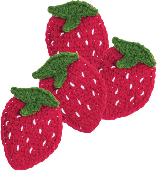 C&F Home Coasters, Crochet Strawberry - Set of 4 (C46016057)