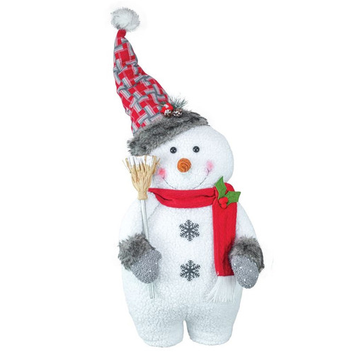 Hanna's Handiworks Stander, Tartan Plump Snowman - Red Hat (15573A)