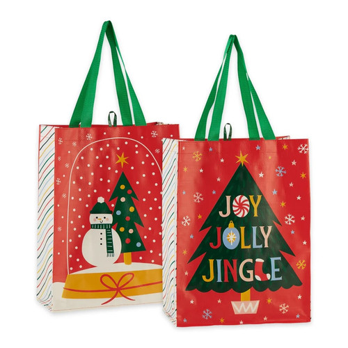 Design Imports Reusable Tote, Joy Jolly Jingle Snowglobe (755488)