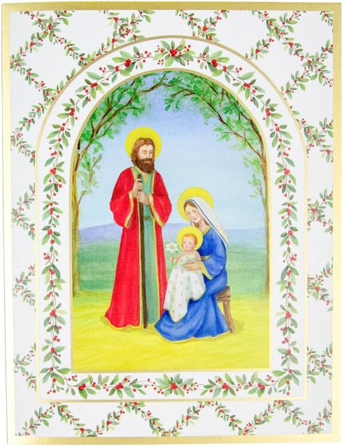 Caspari Boxed Christmas Cards, Nativity w/ Deco Arch - 15 Cards (104204)