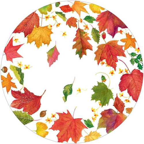 Caspari Round Paper Salad/Dessert Plates, Swirling Leaves White - 2 Packs (18740SP) Caspari Round Paper Salad/Dessert Plates, Swirling Leaves White - 2 Packs (18740SP)