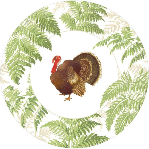 Caspari Round Paper Dinner Plates, Turkey Among Ferns - 2 Packs (18770DP) Caspari Round Paper Dinner Plates, Turkey Among Ferns - 2 Packs (18770DP)