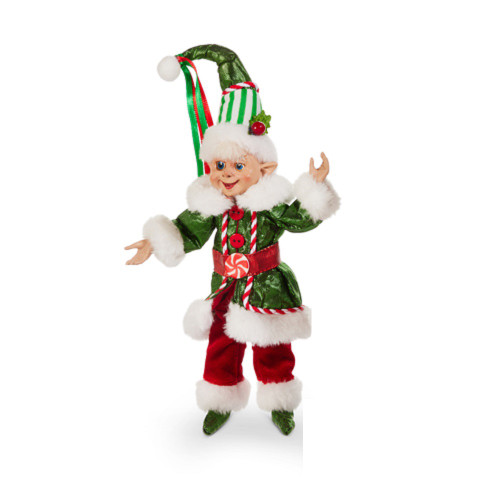 RAZ Imports 7" Traditional Posable Elf with Green Coat (4502425A)