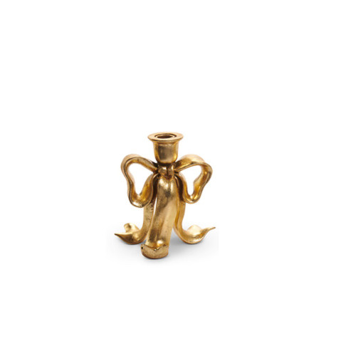 RAZ Imports 6.5" Bow Candle Stick, Gold (4512201C)