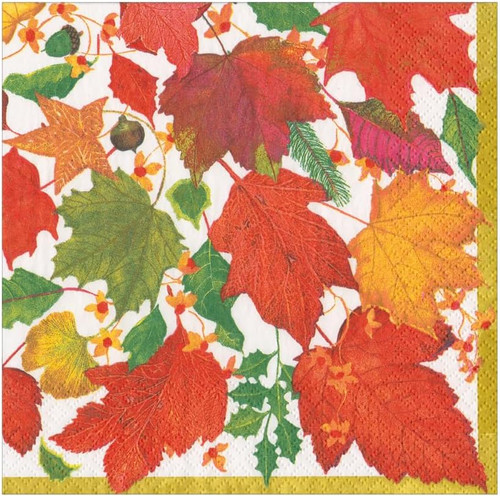 Caspari Paper Luncheon Napkins, Swirling Leaves White - 2 Packs (18740L)