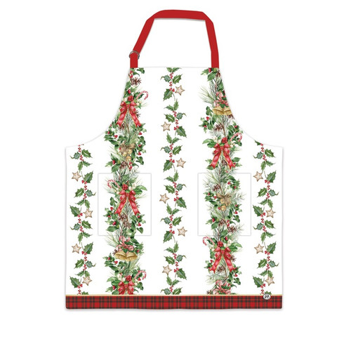 Michel Design Works Cotton Apron with Pockets, Holiday Garland (811446)